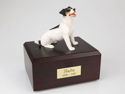 Black White Jack Russell Terrier Figurine Urn