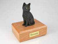 Sitting black Cat Figurine Urn