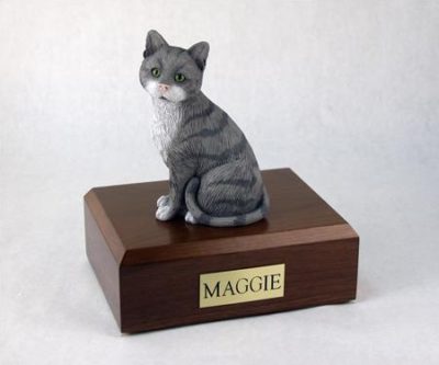 Grey White Cat Urn