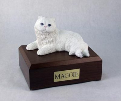 White Persian Cat Figurine Urn