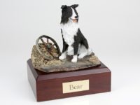 Border Collie Sitting Dog Figurine Urn