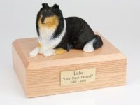 Tri Color Collie Dog Figurine Urn