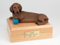 Red Dachshund Dog Figurine Urn PetsToRemember.com