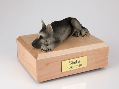 Black Silver German Shepherd Dog Figurine Urn PetsToRemember.com