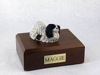 Black White Pekingese Dog Figurine Urn