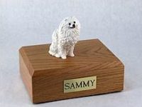 White Pomeranian Dog Urn