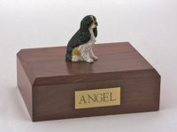 Tri Color Cavalier Dog Figurine Urn