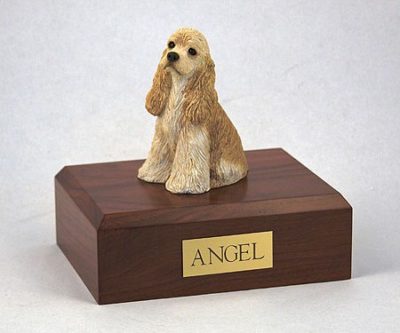 Buff Cocker Spaniel Dog Figurine Urn