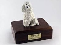 White Poodle Dog Figurine Urn