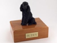 Sitting Black Poodle Dog Figurine Urn PetsToRemember.com