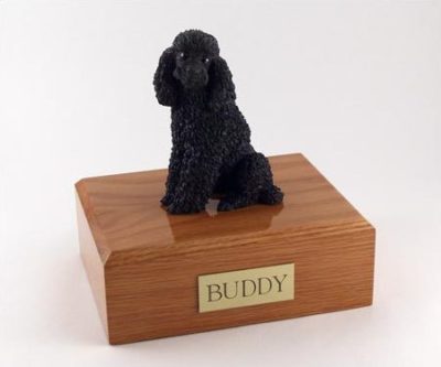 Sitting Black Poodle Dog Figurine Urn PetsToRemember.com