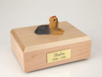 Laying Yorkshire Terrier Dog Figurine Urn PetsToRemember.com