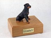 Rottweiler Dog Urn with Figurine