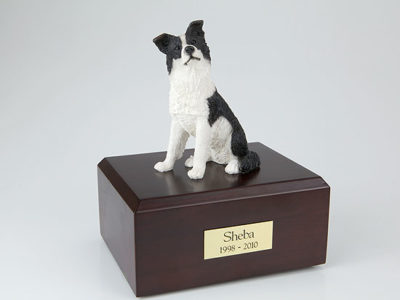 Border Collie Dog Urn (White Black)