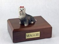 Gray Yorkshire Terrier Dog Figurine Urn PetsToRemember.com