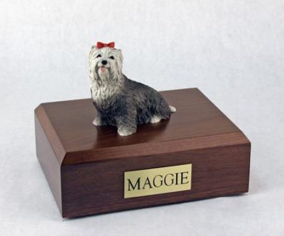 Gray Yorkshire Terrier Dog Figurine Urn PetsToRemember.com