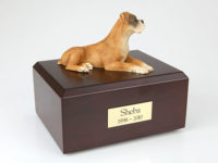 Ears Down Boxer Dog Figurine Urn