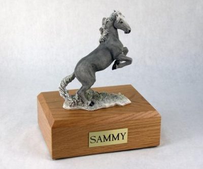 Gray Mustang Horse Figurine Urn