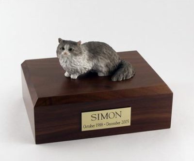 Gray Angora Cat Figurine Urn