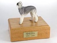 Bedlington Terrier Gray Figurine Urn