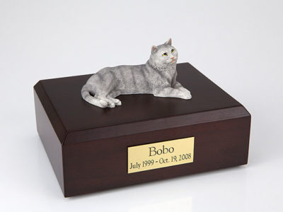 Gray Tabby Dog Figurine Urn