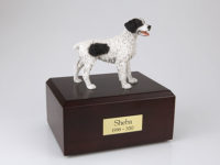 White Black Brittany Dog Figurine Urn PetsToRemember.com