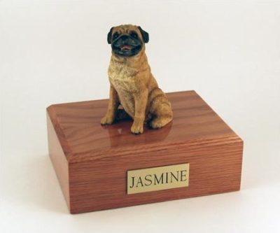 Sitting Pug Dog Figurine Urn