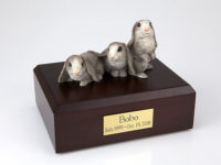 3 Gray Bunnies Figurine Urn