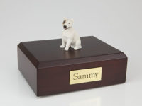 White Bull Terrier Dog Figurine Urn