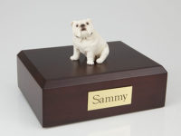 White Bulldog Dog Figurine Urn