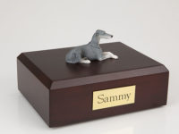 Laying Grey Greyhound Dog Figurine Urn