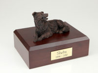 Bronze Border Collie Dog Figurine Urn