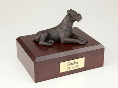 Bronze Boxer Dog Figurine Urn PetsToRemember.com