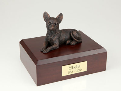 Bronze Chiahuahua Dog Figurine Urn