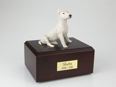 White Bull Terrier Dog Figurine Urn PetsToRemember.com