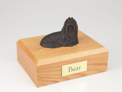 Bronze Maltese Dog Urn with Figurine