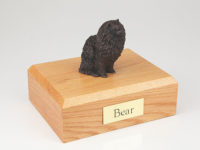 Bronze Pomeranian Dog Figurine Urn