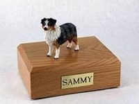 Bluedocked Australian Shepherd Dog Figurine Urn