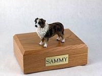 Australian Shepherd Dog Urn (Brown & White)