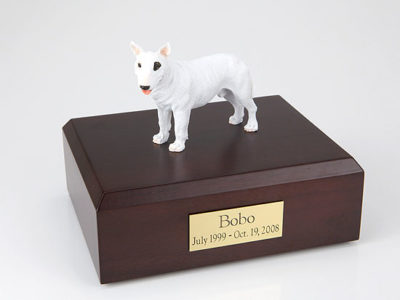 Standing White Bull Terrier Dog Figurine Urn