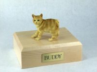 Red Tabby Manx Cat Figurine Urn