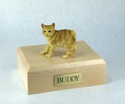 Red Tabby Manx Cat Figurine Urn