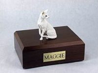 White Shorthair Cat Figurine Urn