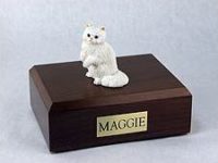 White Persian Cat Figurine Urn