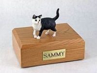 Shorthair Standing Cat Urn (Tabby, Black) from PetsToRemember.com