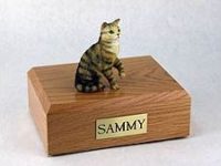 Tabby Brown Cat Urn Black White Rabbit Urn PetsToRemember.com