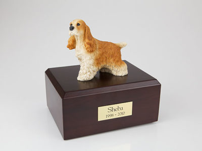 Tan Cocker Spaniel Dog Figurine Urn PetsToRemember.com