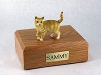 Cat Urn - Red Tabby Shorthair with Standing Figurine