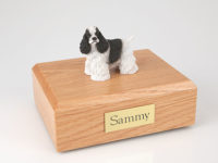 Black White Cocker Spaniel Dog Figurine Urn