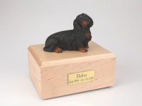 Black Long-Haired Dachshund Dog Figurine Urn